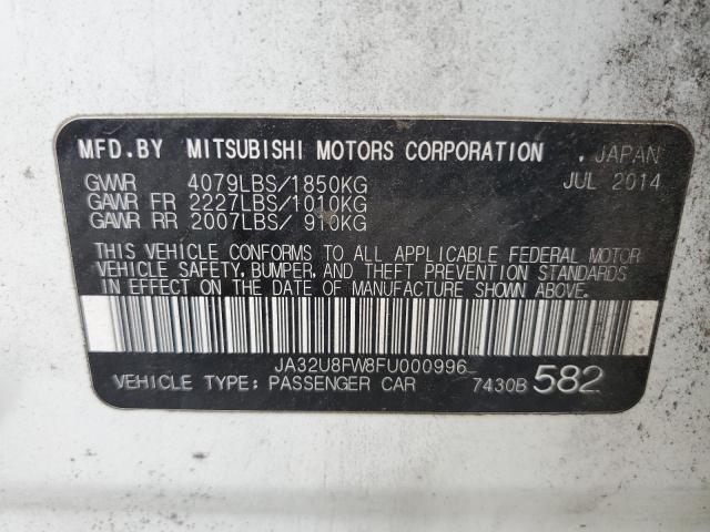 JA32U8FW8FU000996 - 2015 MITSUBISHI LANCER GT WHITE photo 12