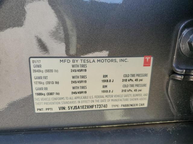 5YJSA1E2XHF173740 - 2017 TESLA MODEL S Qəhvəyi foto 12