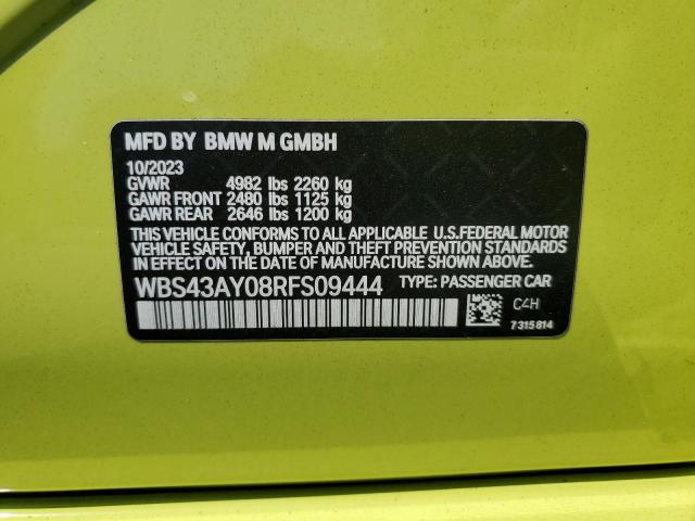 WBS43AY08RFS09444 - 2024 BMW M3 COMPETITION GREEN photo 12