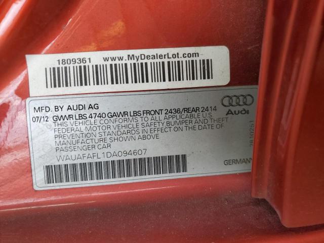 WAUAFAFL1DA094607 - 2013 AUDI A4 PREMIUM RED photo 12