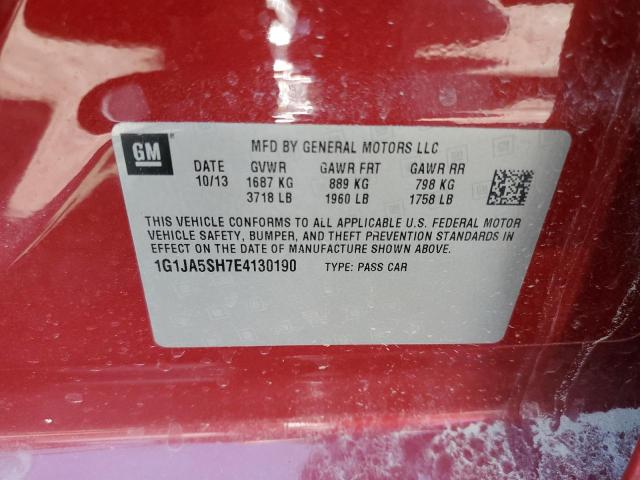 1G1JA5SH7E4130190 - 2014 CHEVROLET SONIC LS 红色 照片 12