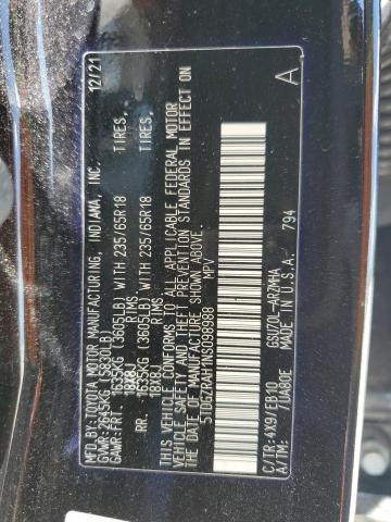 5TDGZRAH1NS098988 - 2022 TOYOTA HIGHLANDER XLE Qara foto 13