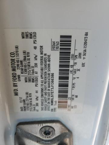 NM0LS7E73J1366386 - 2018 FORD TRANSIT CO XL WHITE photo 13