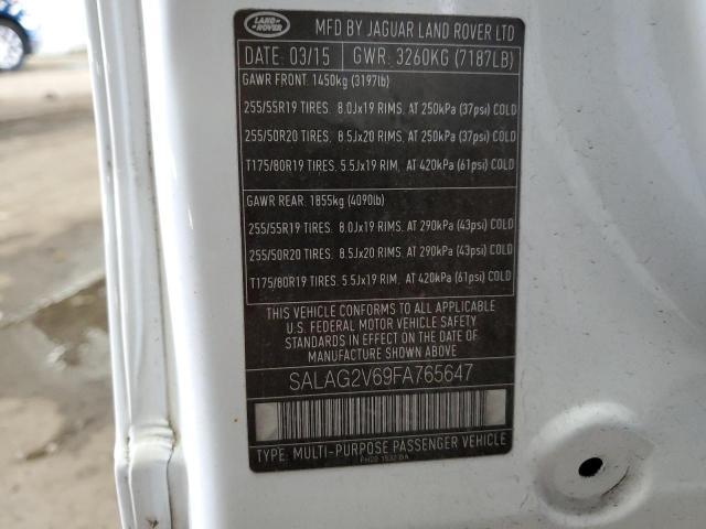 SALAG2V69FA765647 - 2015 LAND ROVER LR4 HSE WHITE photo 13