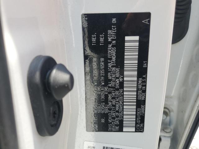 5TDGZRAH5MS061246 - 2021 TOYOTA HIGHLANDER XLE WHITE photo 13