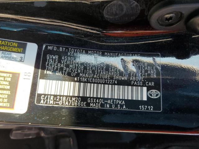 4T1BK1EB0DU012274 - 2013 TOYOTA AVALON BASE 黑色 照片 12