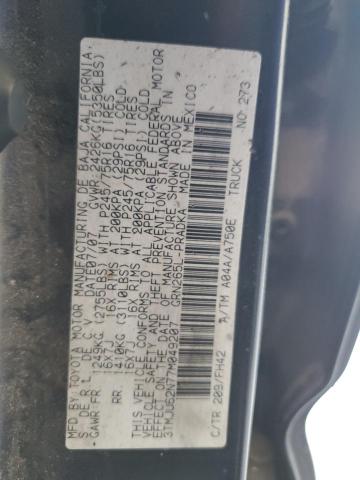 3TMJU62N77M049207 - 2007 TOYOTA TACOMA DOUBLE CAB PRERUNNER BLACK photo 12