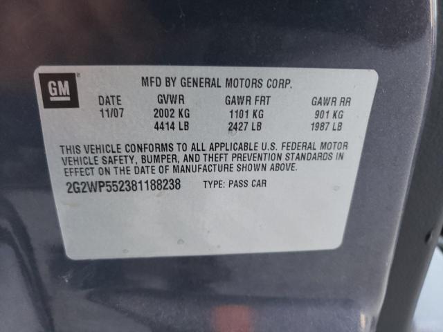 2G2WP552381188238 - 2008 PONTIAC GRAND PRIX 石墨色 照片 12