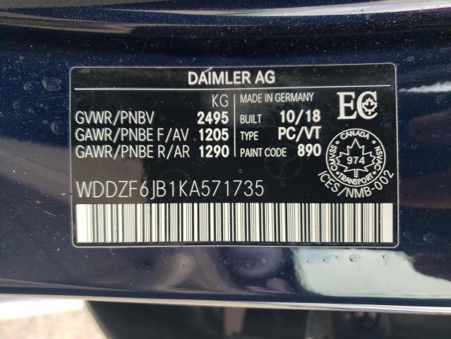 WDDZF6JB1KA571735 - 2019 MERCEDES-BENZ E 450 4MATIC BLUE photo 12