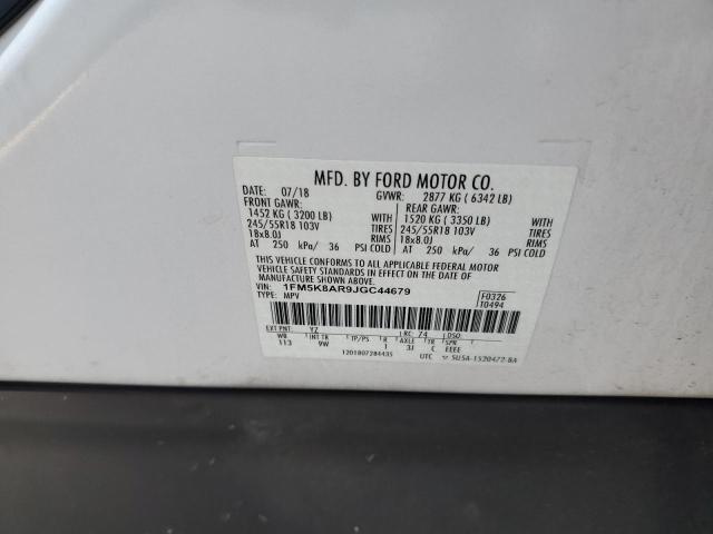 1FM5K8AR9JGC44679 - 2018 FORD EXPLORER POLICE INTERCEPTOR WHITE photo 13