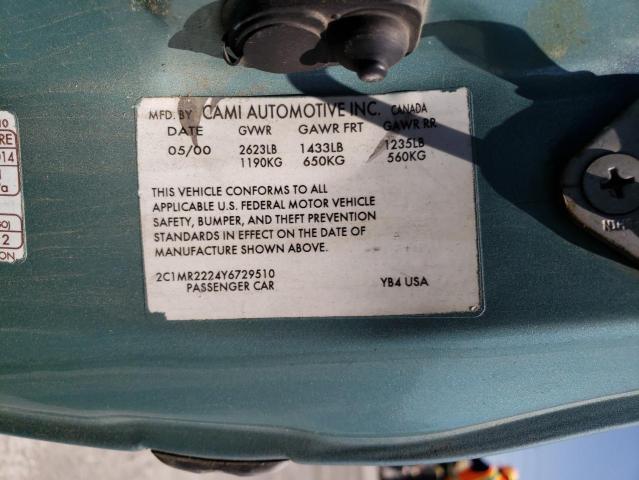 2C1MR2224Y6729510 - 2000 CHEVROLET METRO LSI TEAL photo 12