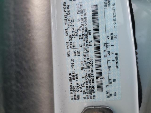 1FMCU9G67NUC02085 - 2022 FORD ESCAPE SE თეთრი ფოტო 13