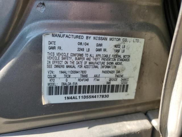 1N4AL11D55N417830 - 2005 NISSAN ALTIMA S GRAY photo 12