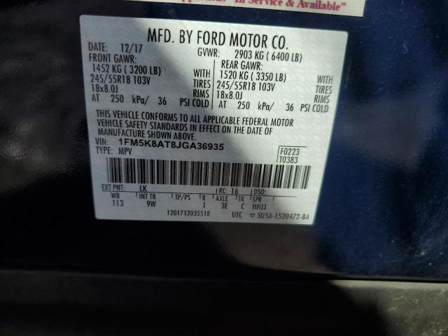 1FM5K8AT8JGA36935 - 2018 FORD EXPLORER POLICE INTERCEPTOR ლურჯი ფოტო 12