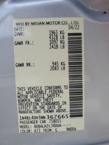 1N4BL4DV3NN367665 - 2022 NISSAN ALTIMA SV SILVER photo 12