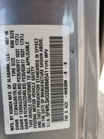 5FNRL5H32GB066541 - 2016 HONDA ODYSSEY SE SILVER photo 13