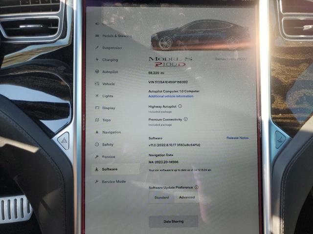 5YJSA1E45GF156392 - 2016 TESLA MODEL S ლურჯი ფოტო 9