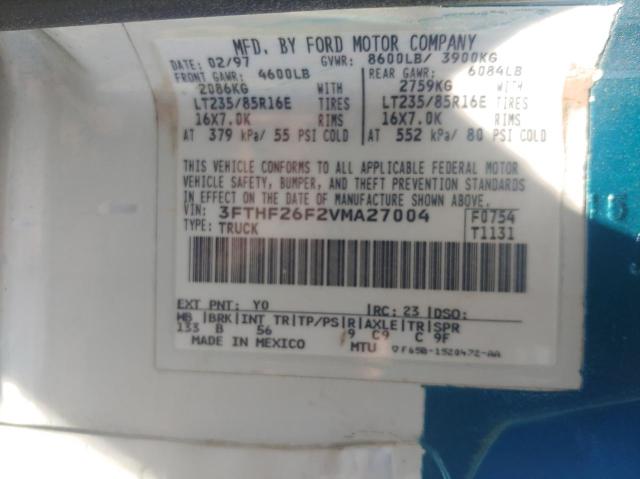 3FTHF26F2VMA27004 - 1997 FORD F250 TWO TONE photo 10