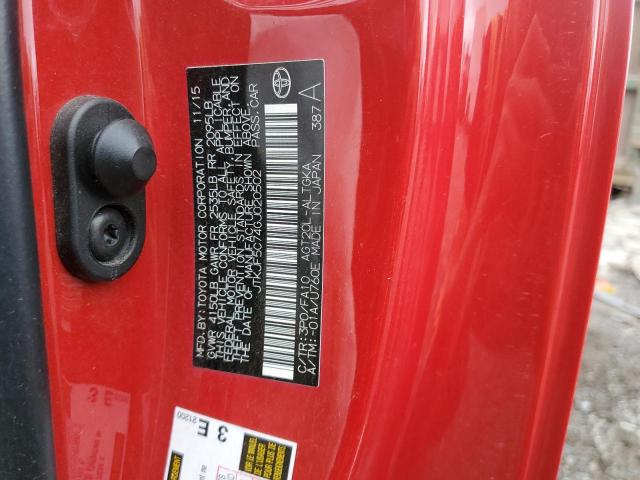 JTKJF5C74GJ020502 - 2016 TOYOTA SCION TC 红色 照片 12