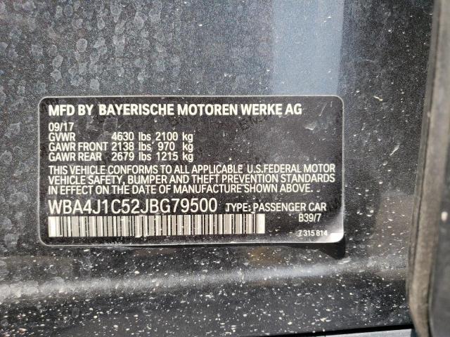 WBA4J1C52JBG79500 - 2018 BMW 430I GRAN COUPE GRAY photo 12