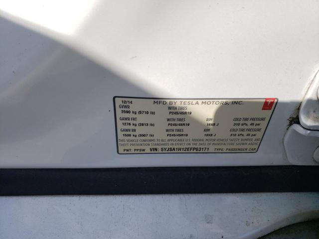 5YJSA1H12EFP63171 - 2014 TESLA MODEL S თეთრი ფოტო 13