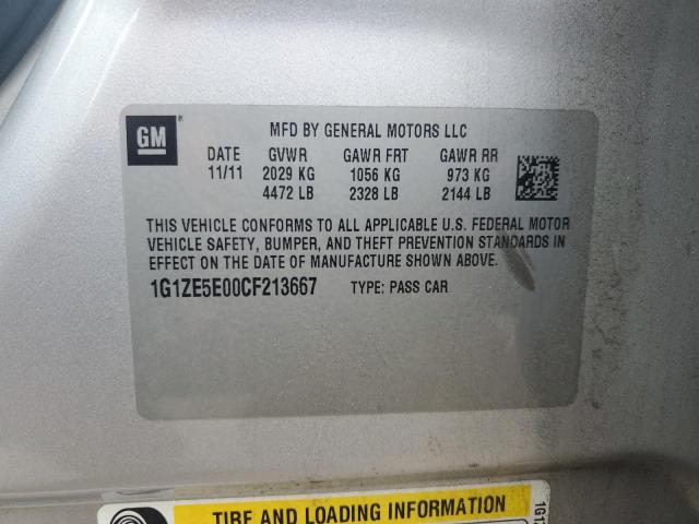 1G1ZE5E00CF213667 - 2012 CHEVROLET MALIBU LTZ ვერცხლისფერი ფოტო 12