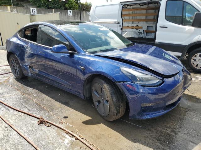 5YJ3E1EA5NF190599 - 2022 TESLA MODEL 3 BLUE photo 4