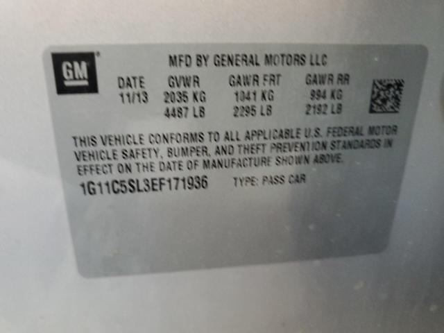 1G11C5SL3EF171936 - 2014 CHEVROLET MALIBU 1LT 银色 照片 12