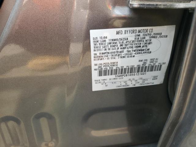 1FAHP28105G121431 - 2005 FORD FIVE HUNDR LIMITED GRAY photo 12
