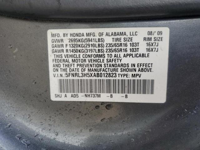 5FNRL3H5XAB012823 - 2010 HONDA ODYSSEY EX GRAY photo 14