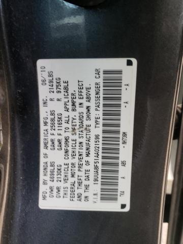 19UUA8F51AA021596 - 2010 ACURA TL GRAY photo 10