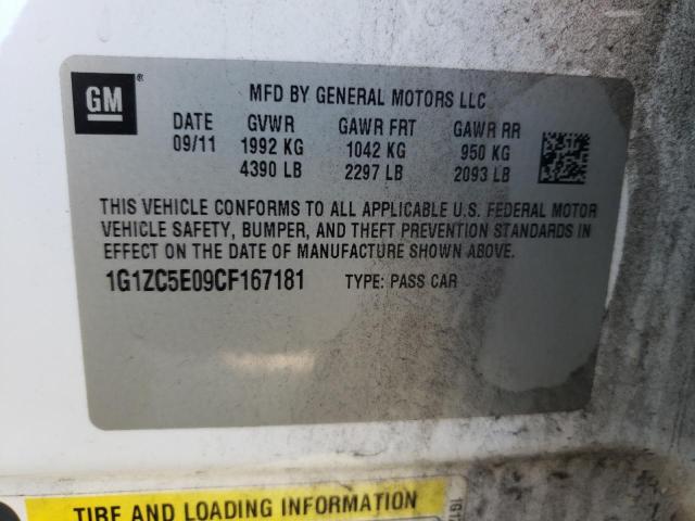 1G1ZC5E09CF167181 - 2012 CHEVROLET MALIBU 1LT 白色 照片 12