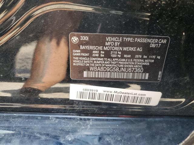 WBA8D9G58JNU67360 - 2018 BMW 330 XI 黑色 照片 12