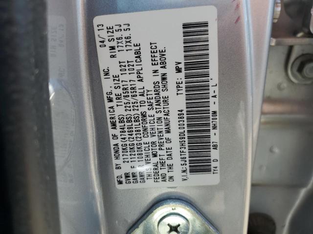 5J6TF3H59DL003894 - 2013 HONDA CROSSTOUR EXL ვერცხლისფერი ფოტო 12