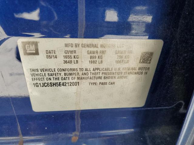 1G1JC6SH5E4212001 - 2014 CHEVROLET SONIC LT Синій фото 12