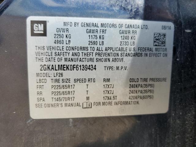 2GKALMEK0F6139434 - 2015 GMC TERRAIN SLE BLUE photo 13