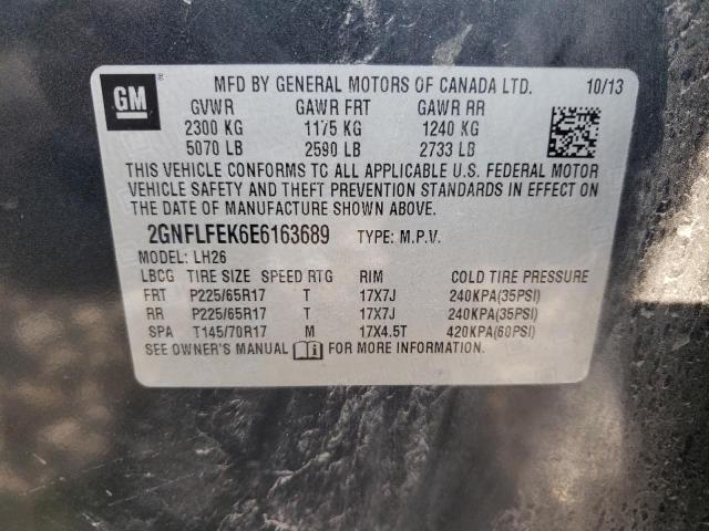 2GNFLFEK6E6163689 - 2014 CHEVROLET EQUINOX LT GRAY photo 12