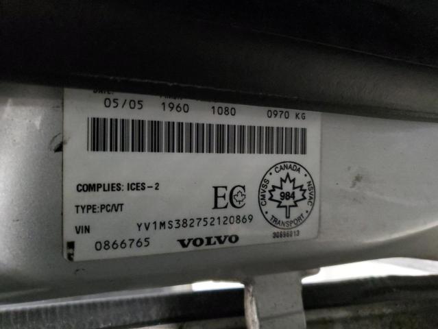 YV1MS382752120869 - 2005 VOLVO S40 2.4I SILVER photo 12