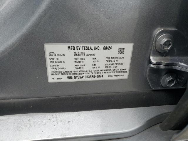 5YJSA1E53RF543874 - 2024 TESLA MODEL S 银色 照片 13