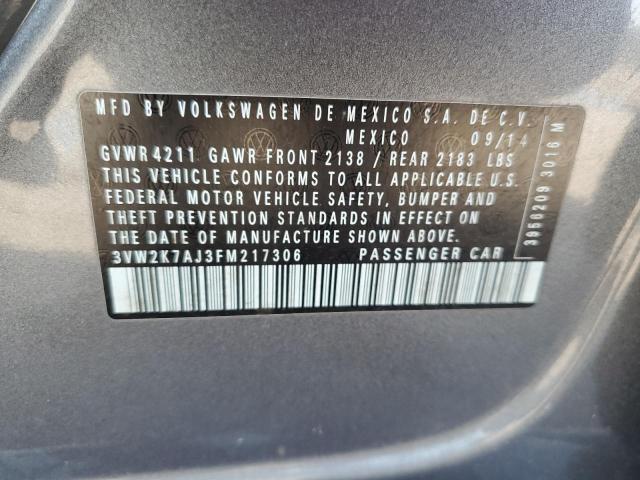 3VW2K7AJ3FM217306 - 2015 VOLKSWAGEN JETTA BASE 灰色 照片 12
