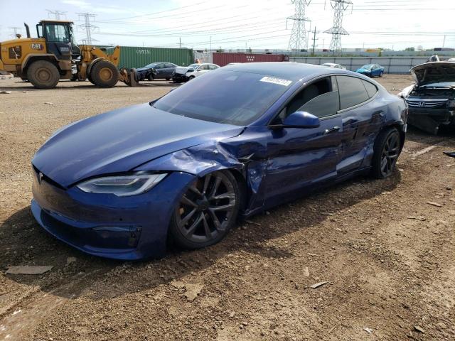 5YJSA1E63MF451133 - 2021 TESLA MODEL S Կապույտ լուսանկար 1