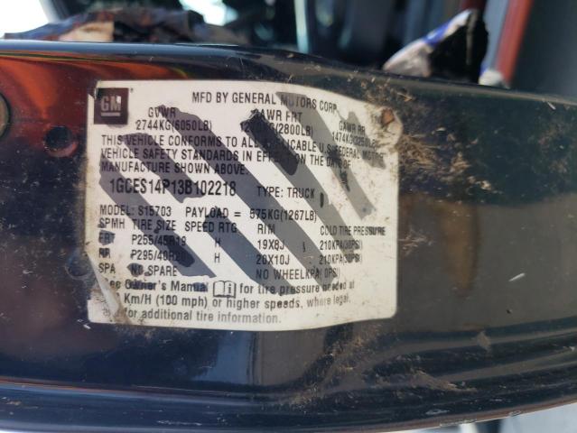 1GCES14P13B102218 - 2003 CHEVROLET SSR 黑色 照片 12