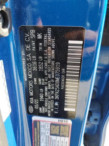 3KPA25AD8ME375919 - 2021 KIA RIO S BLUE photo 13