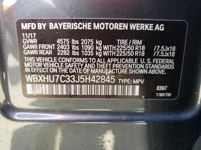 WBXHU7C33J5H42845 - 2018 BMW X1 SDRIVE28I CHARCOAL photo 14