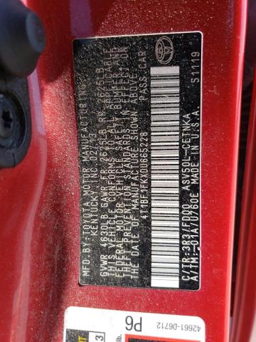 4T1BF1FKXDU665228 - 2013 TOYOTA CAMRY L RED photo 12