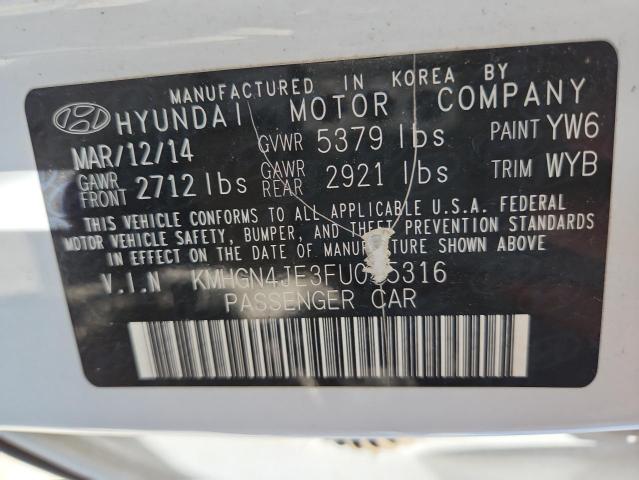 KMHGN4JE3FU015316 - 2015 HYUNDAI GENESIS 3.8L თეთრი ფოტო 12