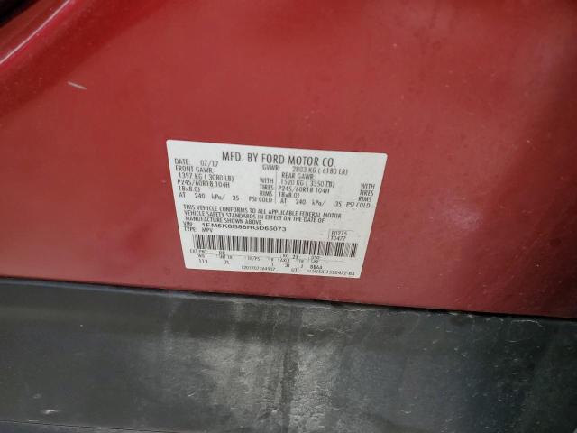 1FM5K8B88HGD65073 - 2017 FORD EXPLORER BURGUNDY photo 13