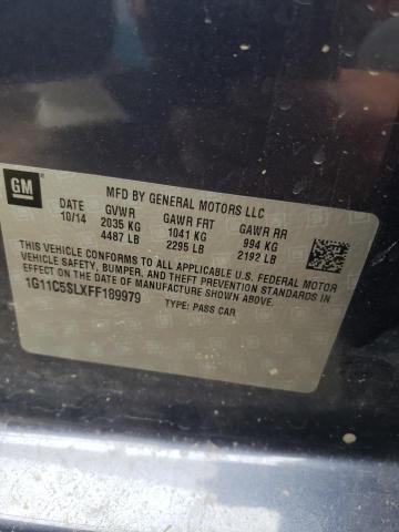 1G11C5SLXFF189979 - 2015 CHEVROLET MALIBU 1LT ლურჯი ფოტო 13