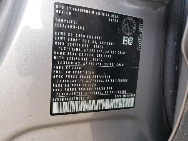 3VV2B7AX8PM092121 - 2023 VOLKSWAGEN TIGUAN SE SILVER photo 12