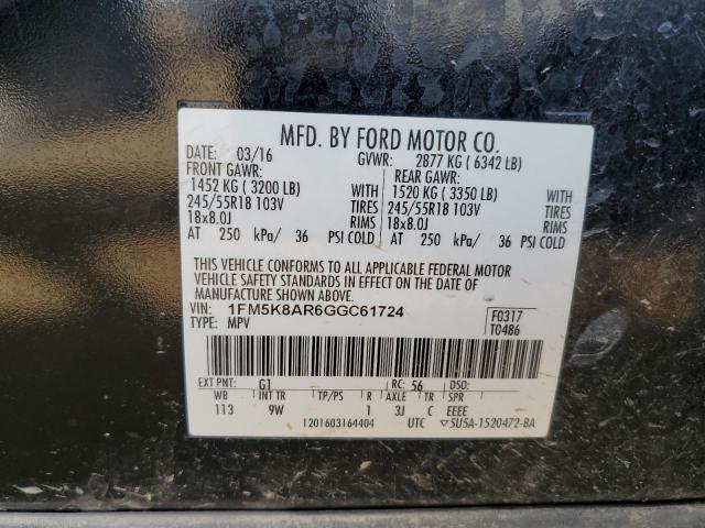 1FM5K8AR6GGC61724 - 2016 FORD EXPLORER POLICE INTERCEPTOR BLACK photo 12